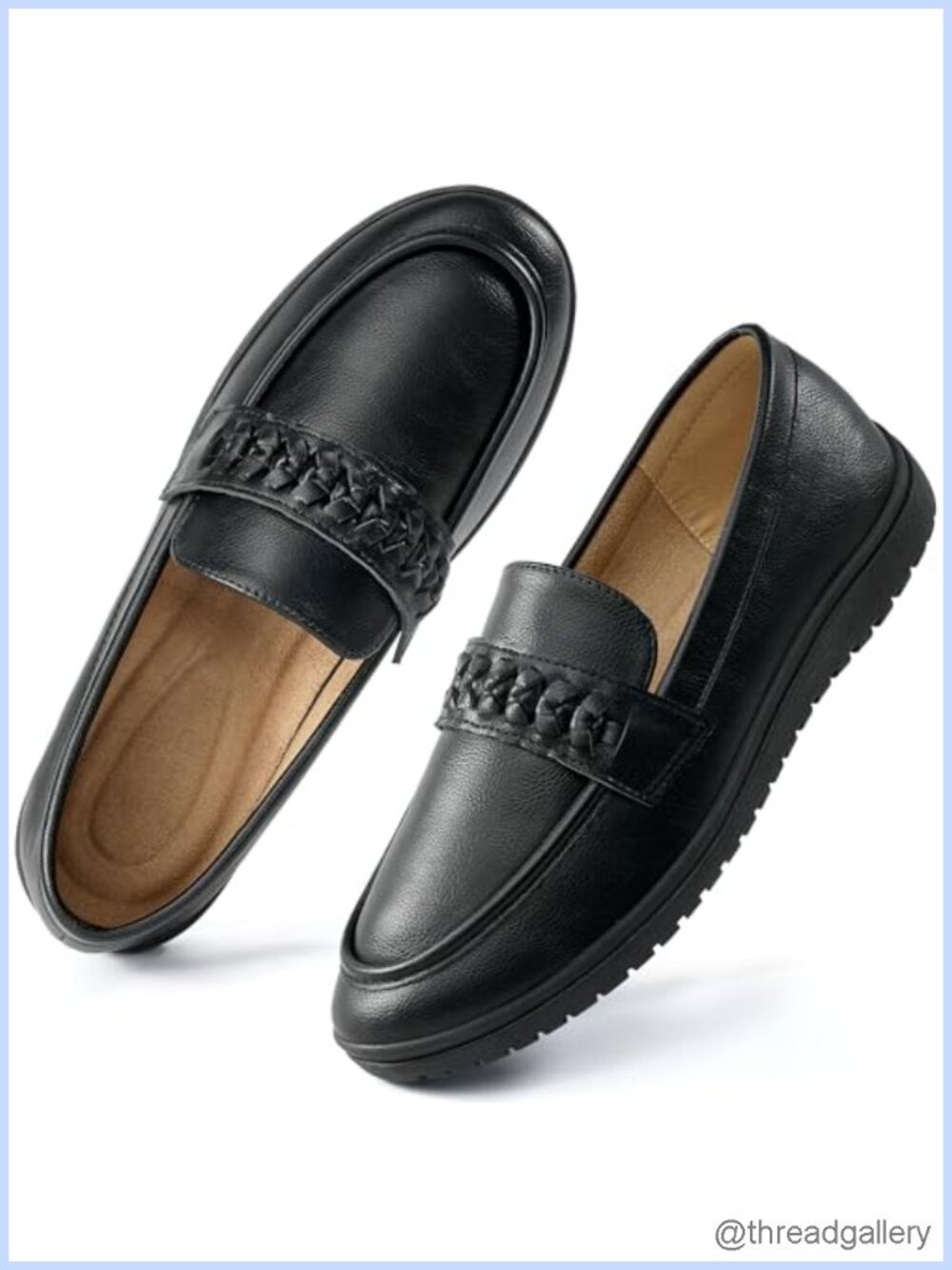 Women's Faux Leather Slip-On Loafers Memory Foam Cushioned Casual Shoes